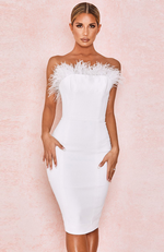 Robe Bustier Plume Blanche - Vignette | Maison du Corset