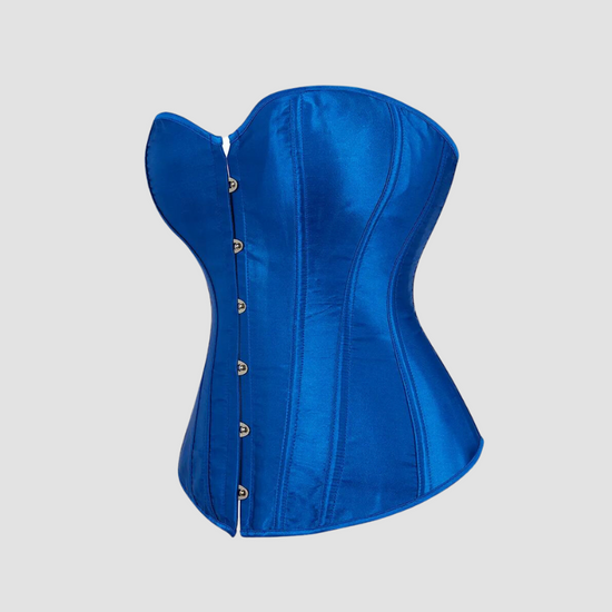 corset en satin de couleur bleu