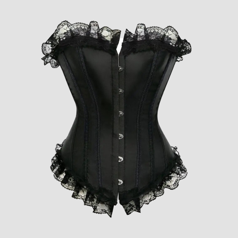 corset dentelle en satin de couleur noire
