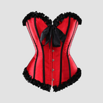 corset dentelle en satin de couleur rouge