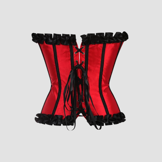 corset dentelle satin rouge avec lacet au dos