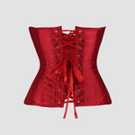 lacet au dos d'un corset femme rouge bordeaux