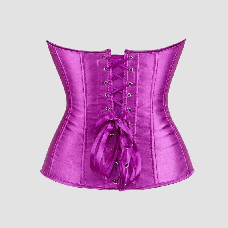 corset femme violet satinée avec lacet au dos