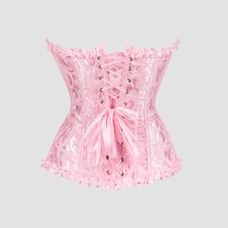 corset rose avec lacet d'attache au dos