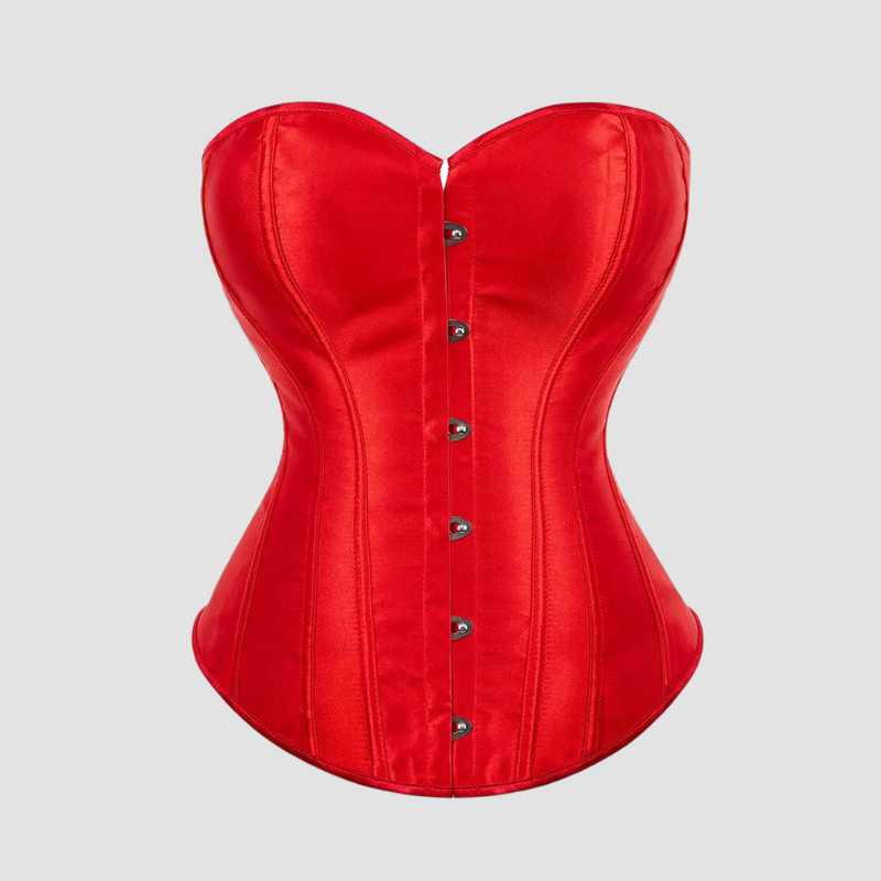 corset satin pour femme de couleur rouge