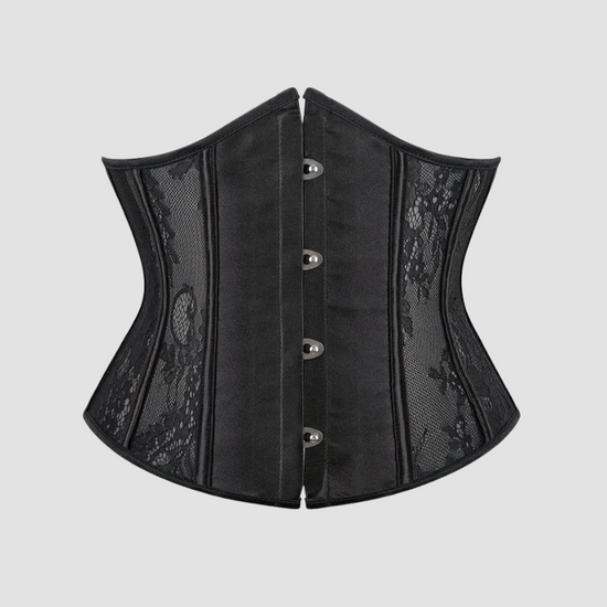 corset underbust de couleur noir avec crochet à l'avant