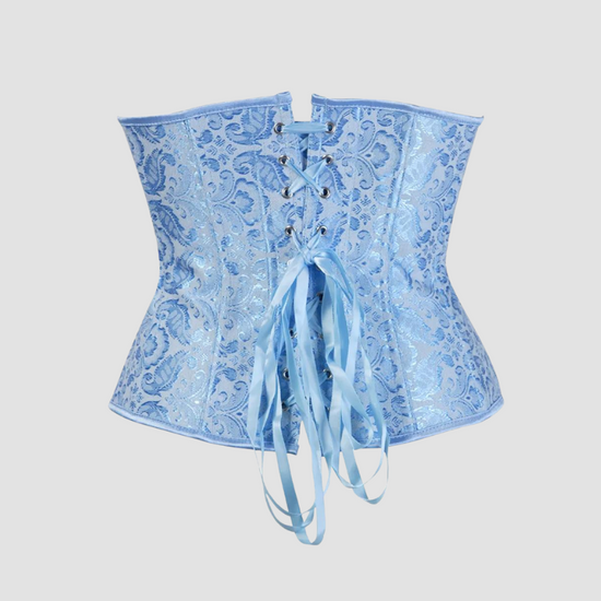 corset underbust bleu serre taille avec lacet au dos