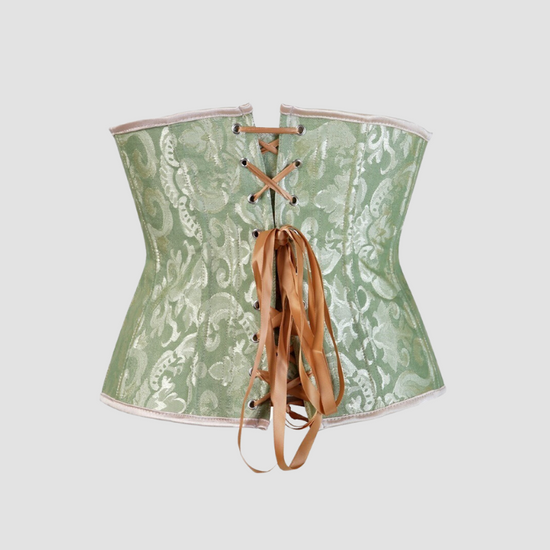 lacets au dos d'un corset vert clair