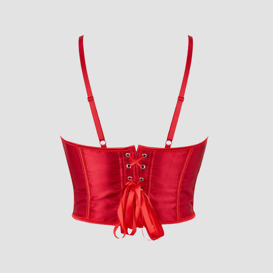 corset rouge avec lacets de serrage au dos