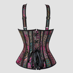 Lacets de serrage au dos d'un corset steampunk de couleur violet
