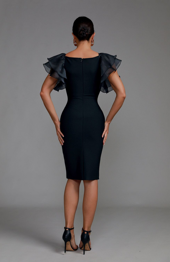 robe corset noir pour mariage vu de dos