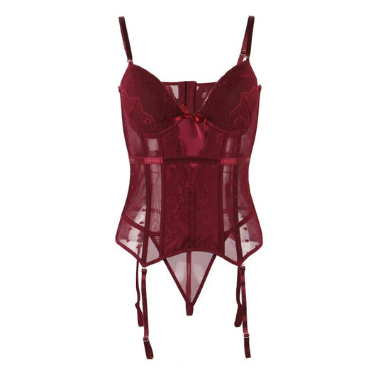 Jarretelles et Corset bordeaux | Maison du Corset