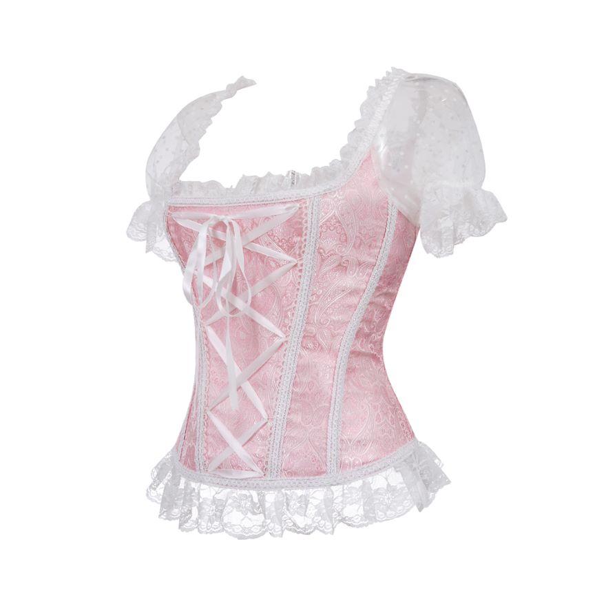 un corset de couleur rose avec un style ancien