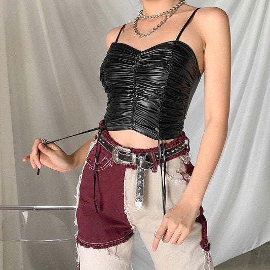 corset bustier cuir noir 