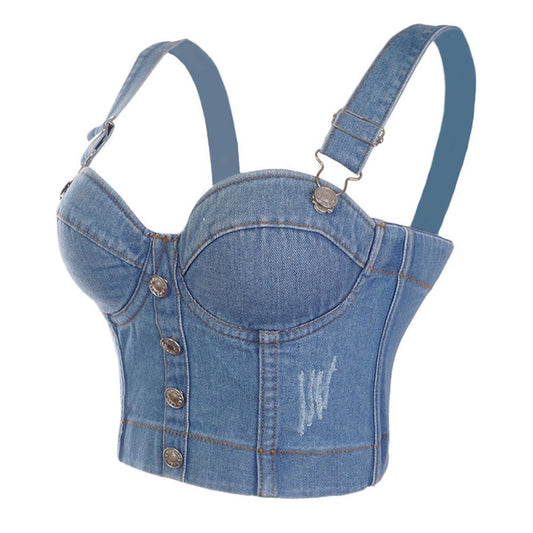 corset bustier en jeans