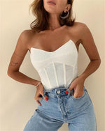 corset crop top bustier de couleur blanche