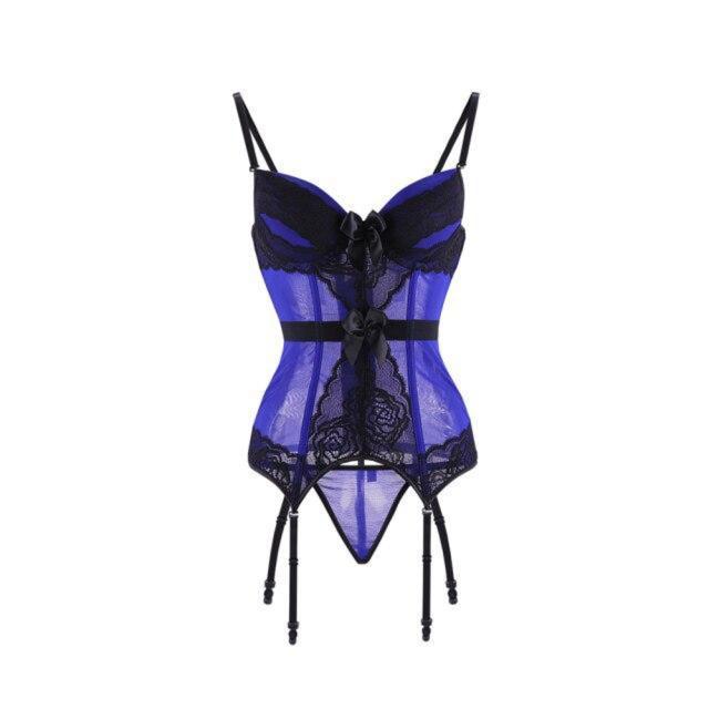 un corset porte-jarretelles en dentelle 