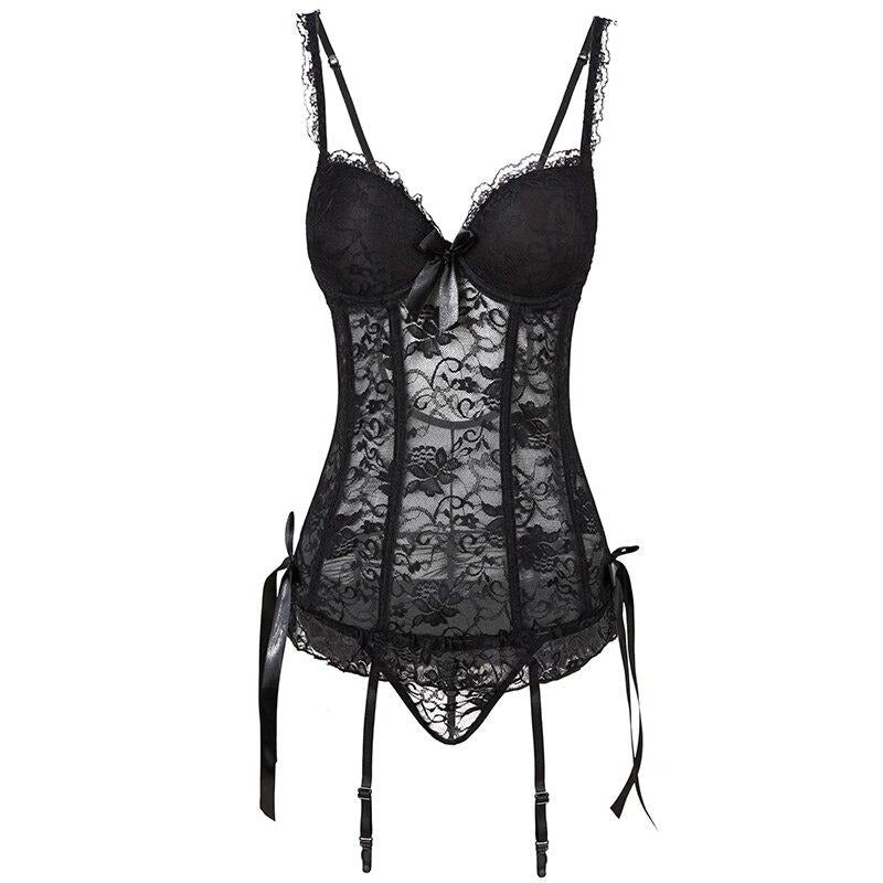 Corset Broderie couleur Noir | Maison du Corset