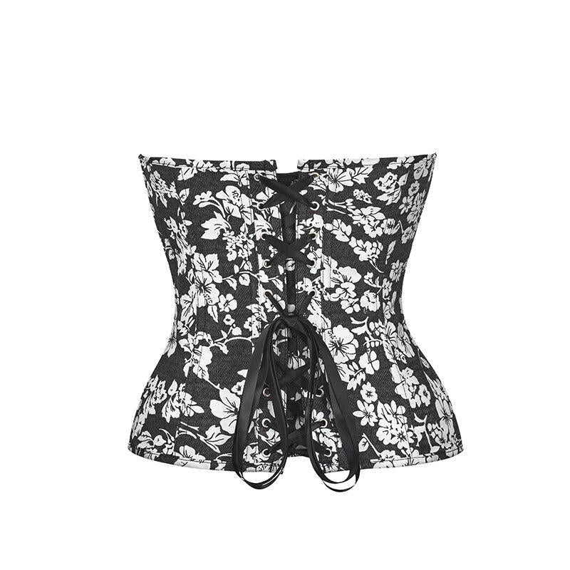 corset à fleurs noir pour femme 