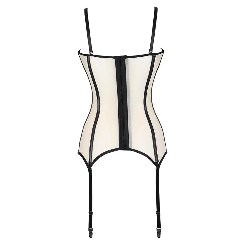 un corset avec porte-jarretelles beige vue de dos