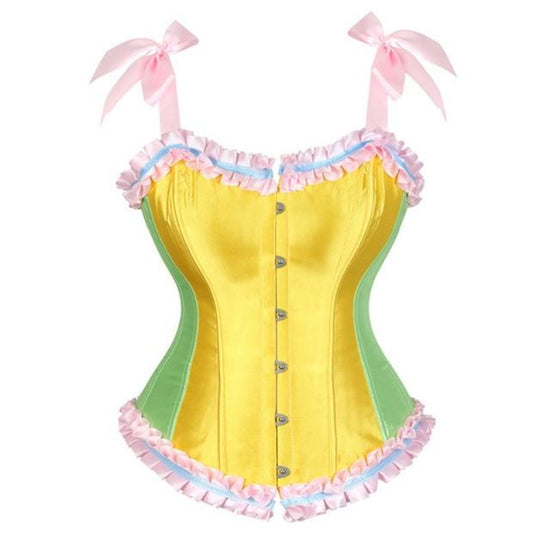 un corset vintage de couleur jaune 