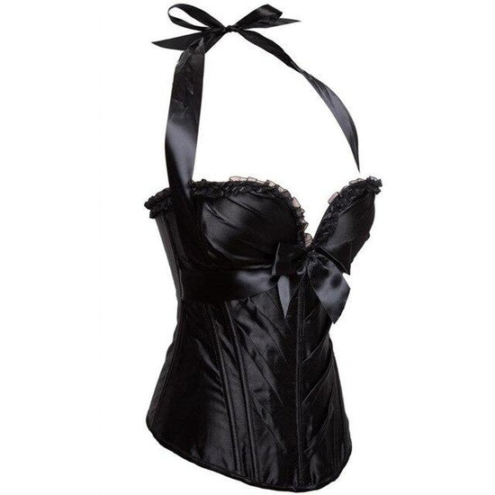 un corset vintage noir avec ses lacets de serrage