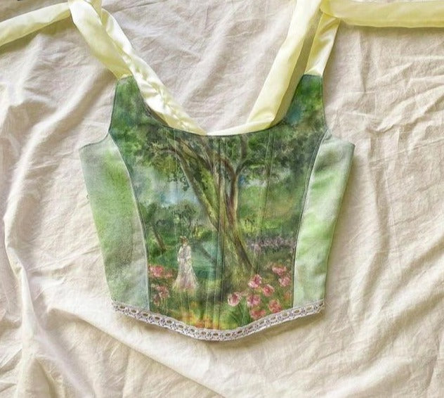 Corset vintage Romania de couleur verte | Maison du Corset