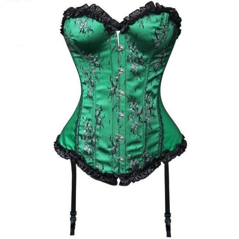 un corset de couleur verte avec un style vintage