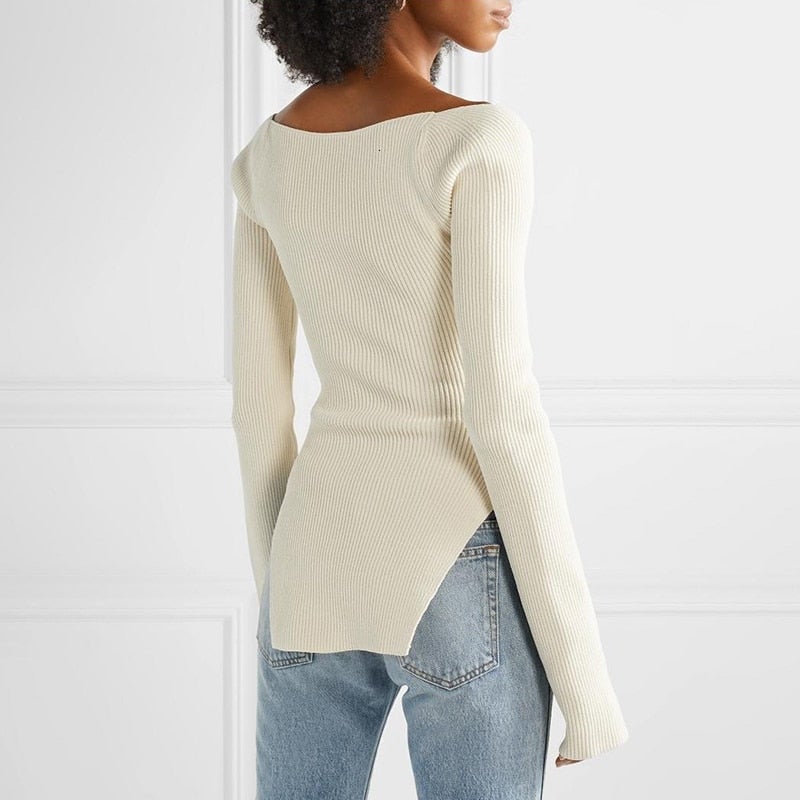 un pull bustier vu de dos