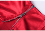 fermeture zip d'un corset bustier rouge