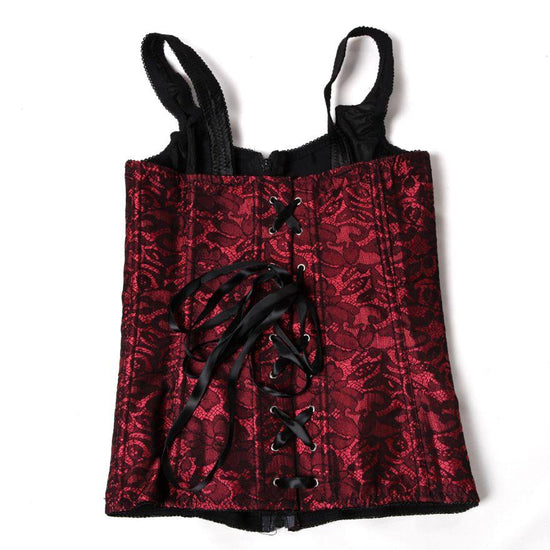 lacet de serrage d'un corset rouge et noir