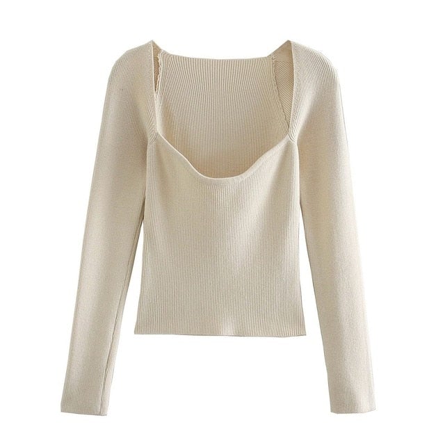 pull style corset de couleur beige