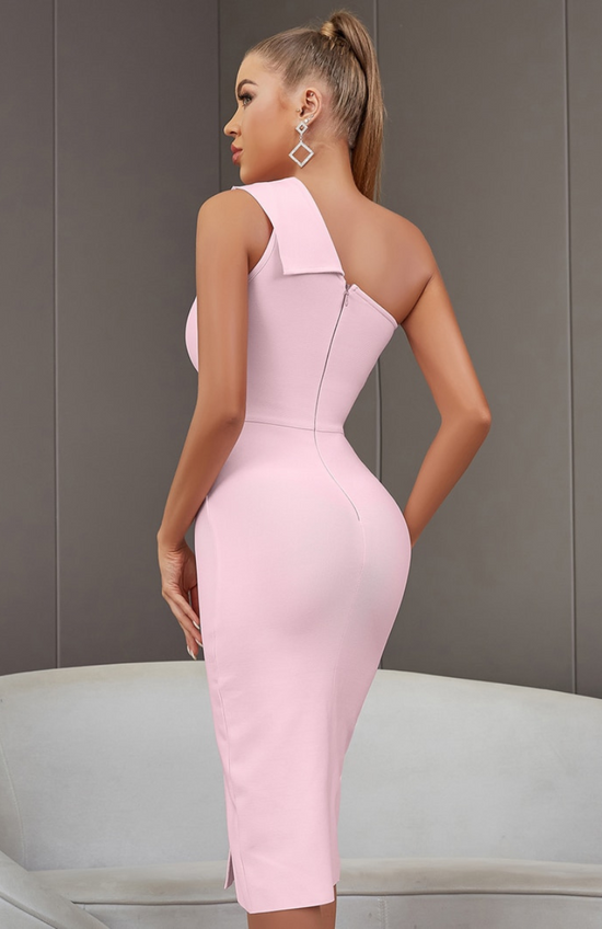robe corset rose asymétrique