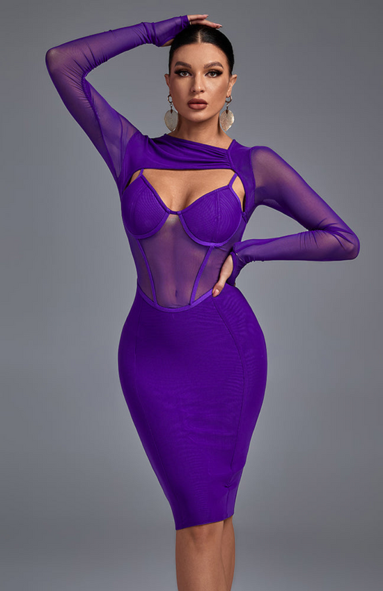 une robe de soirée corset violet