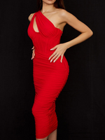 robe corset midi de couleur rouge
