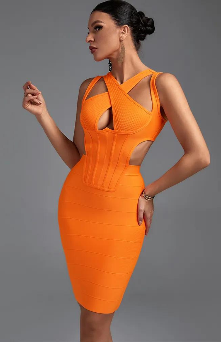 une robe corset orange modernisé