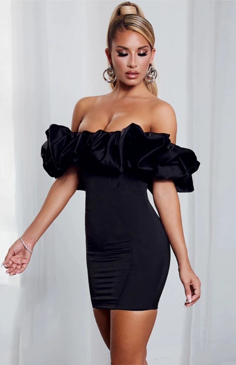 Robe corset satinée couleur noire | Maison du Corset