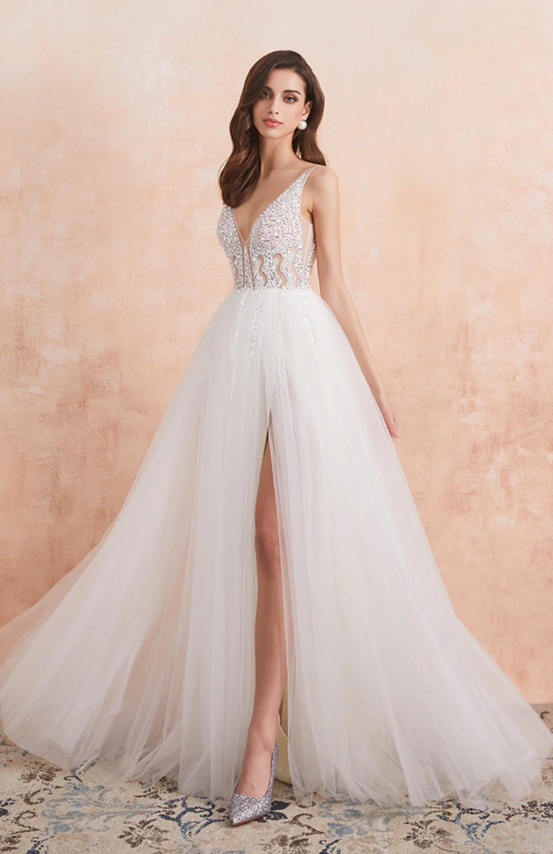 robe mariée corset transparent blanc
