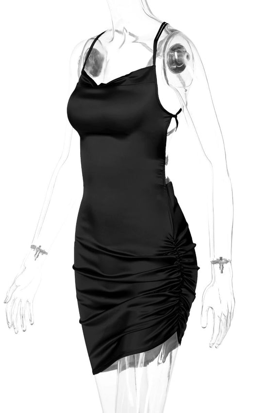 robe corset en satin noir
