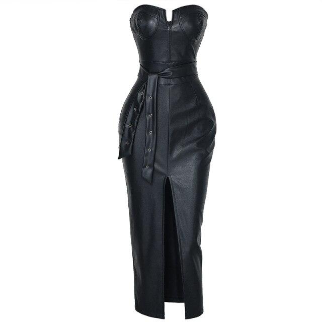 Une Robe Corset Longue Cuir | Maison du Corset